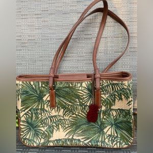 Vintage LIZ CLAIBORNE Palm Trees & Pineapples Clutch Shoulder Bag Purse